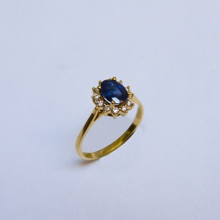 Bague Esaline - Or jaune, diamants et saphir
