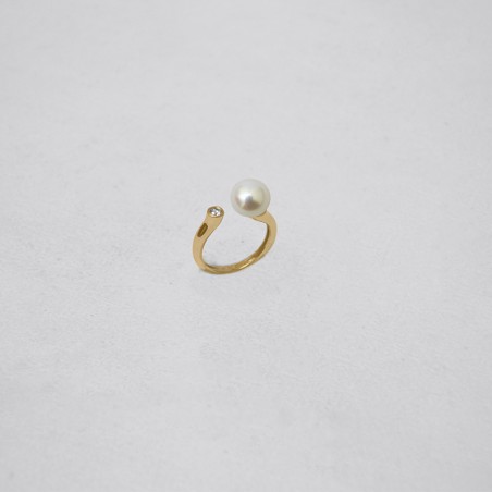 Bague Dallel - Perle blanche et diamant