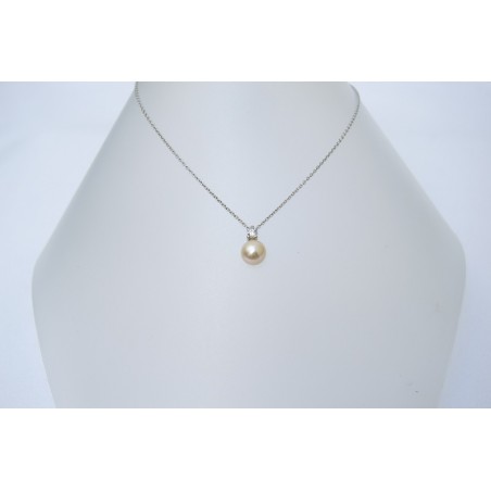 Pendentif Dana - Perle blanche et diamant