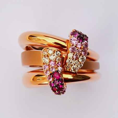 Bague Diala - Diamants, Saphirs et or rose