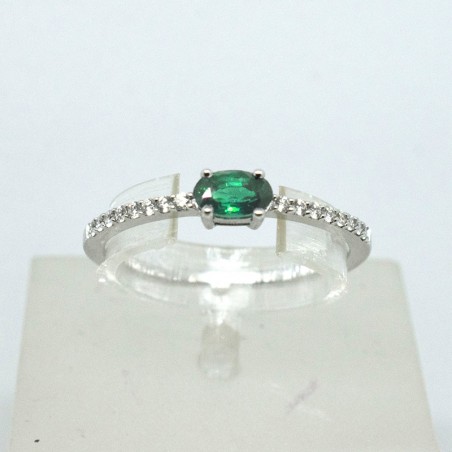 Bague solitaire Beryle  - Pierres Précieuses, Diamants et Or blanc